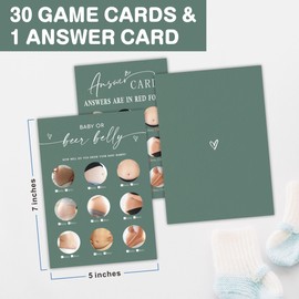 Dark Green Baby Shower Games - Baby Or Beer Belly Game Cards With Answer Card - Baby Shower Game For Boy Or Girl, Baby Announcement, Gender Reveal Party Favor,Party Game & Activities(30 Pcs)- D02