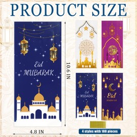 100PCS Ramadan Gift Bags Eid Gift Bags Ramadan Mubarak Bag Eid Treat Goodie Bag With 100PCS Ties For Muslim Islamic Iftar Diwali Party