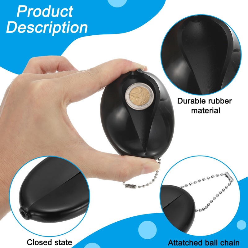 PATIKIL Rubber Coin Purse, 3 Pcs Squeeze Coin Holders with