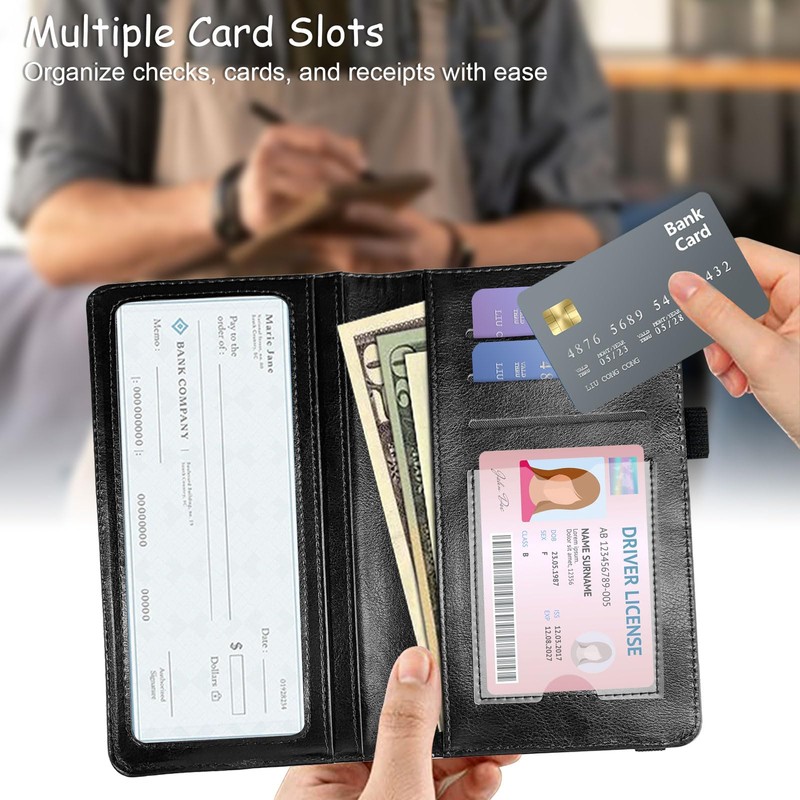 GYSYZJDH Checkbook Cover for Men & Women, Slim PU Leather