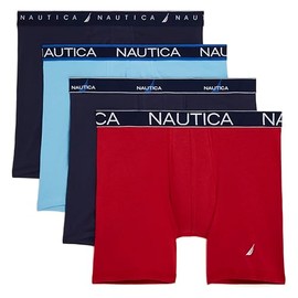 Nautica Men's 4 Pack Limited Edition Cotton Stretch Boxer Briefs, 2 Peacoat/Alaskan Blue Red-Assorted WB