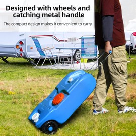 YITAHOME 10.6 Gallon Large Capacity Portable Water Holding Tank with Metal Handle Odorless Tote for Camper with Large Wheels, Filling Port, Hose, Faucet, Handles for Fast Empty & Easy Carry, Blue