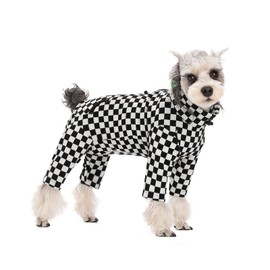 BT Bear Hunde-Wintermantel, warmer Fleece-Hundemantel für kaltes Wetter, kariert, Hunde-Overall, Rollkragen, Winterkleidung für Welpen, kleine Hunde, Weiß, Größe M