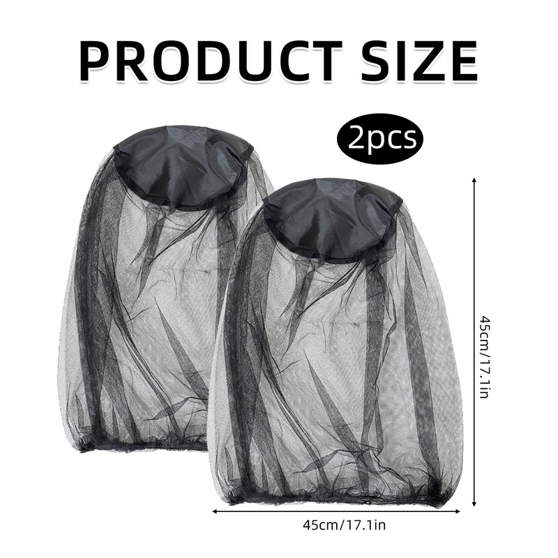 2 Pcs Midge Head Net, Nylon Mosquito Head Protecting Net,