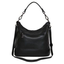 AmbraModa GLX09 Women's Handbag Shoulder Bag Made of Genuine Leather, black