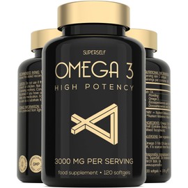Fish Oil Omega 3 Capsules - High Strength 3000mg - 120 Softgel Capsules - Easy to Swallow & Burpless - Triple Potency DHA 660mg & EPA 990mg - UK Made Omega 3 Supplement - 1000mg Fish Oil per Tablet