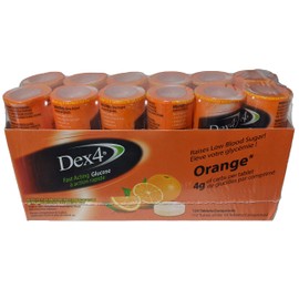 Dex4 Glucose Tablets, Fast Acting Sugar Supplement, 12-pack of Dex4 Tubes, 10 Tablets in Each Tube, Each Tablet Contains 4g of Fast-Acting Carbs, Easy to Track Pre-Measured Servings (12 Pack, Orange)
