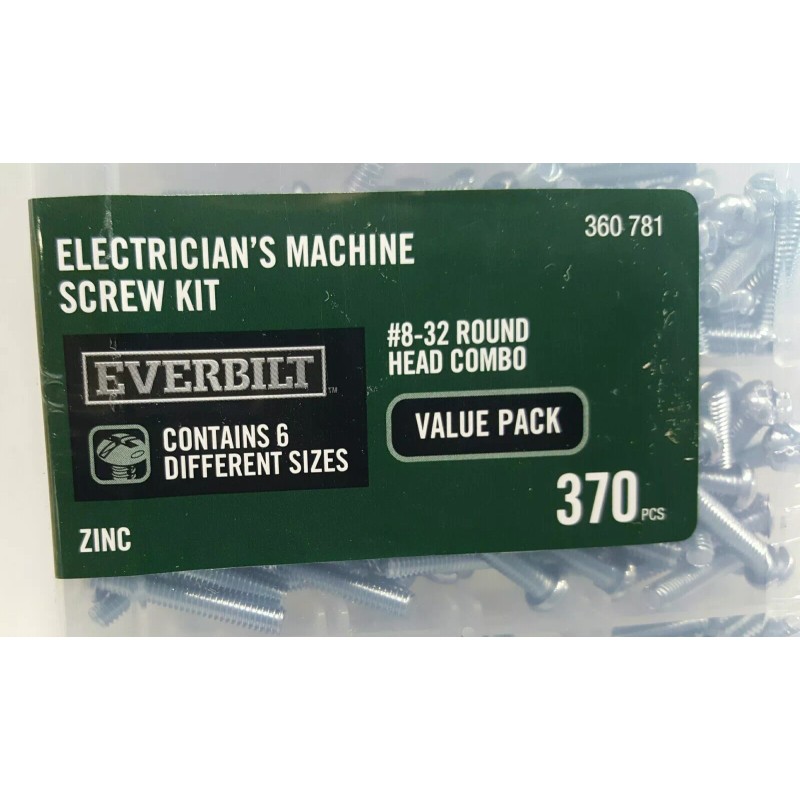 Everbilt #8-32 Electrician's Machine Screw Kit 800994 6Different Sz.ZINC 370