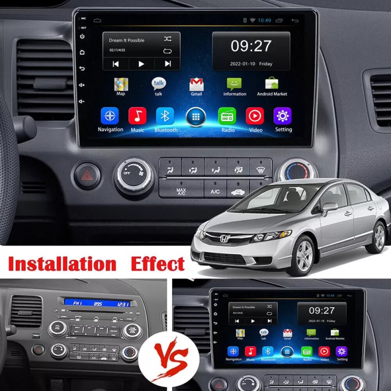 Podofo 10.1" Car Radio CarPlay Android 13 WiFi GPS FM