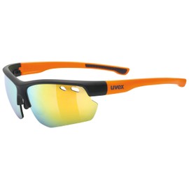 uvex Sportstyle 115 Unisex Adult Sports Glasses with Interchangeable Lenses Matte Black / Orange One Size