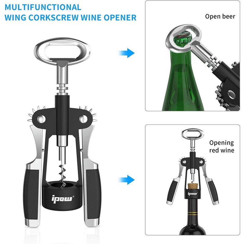 IPOW Wine Opener, Zinc Alloy Wine Bottle Opener, Wing Corkscrew