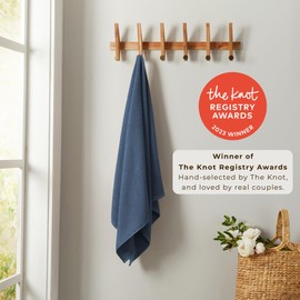 Great Bay Home Great Bay Home Navy Bath Towels - 100% Cotton 4 Pack 54x27 Bath Towel Set - Absorbent, Quick-Drying, Durable Towels for Bathroom Decor - Low-Twist, Two-Ply Fibers (Stone Blue)