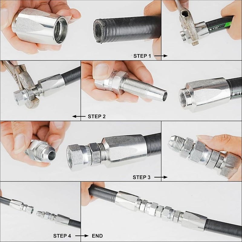 Peakloong 2PCS Reusable Hydraulic Fittings 1/4Inch ID Hydraulic Hose Field
