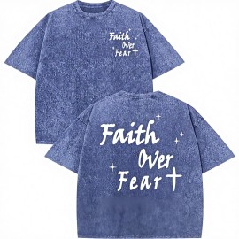 Lubpow Christian Shirts for Men Vintage Acid Wash with Pattern Faith Religious Tees God Bible Verse Inspirational TopsColor: Apricot, Size: S