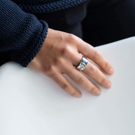 MATERIA by Matthias Wagner Women's 925 Silver Band Ring with Blue Zirconia, zirconia