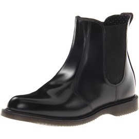 Dr. Martens Women's Flora Chelsea Boot, Black Polished Smooth, 10