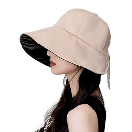 Thawr Cap, Hat, Women's, Sun Protection, UV Protection, Back Ribbon Cap, Bowknot Cap, Deep Cap, UV Protection, Large Brim, Size Adjustable, Breathable, Small Facial Effect, Large Size, Outdoor,