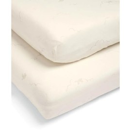 Mamas & Papas 2 Pack Cotbed Fitted Sheets, White (142x70x19cm) Welcome to the World Duckling
