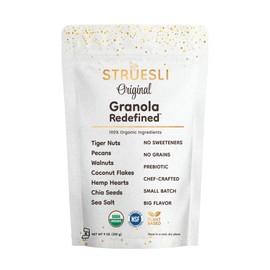 Struesli Original Organic Granola, Grain & Gluten Free, Healthy Snacks with Chia Seeds, Nuts and Sea Salt, Prebiotic High Fiber Food for Yogurt, Cereal & More, Plant Based, Keto & Paleo Friendly, 9 Oz