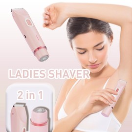 Dual Head Bikini Trimmer for Women -2-in-1 Electric Razors with Painless Ceramic Blades,IPX7 Waterproof,USB-C Rechargeable Electric Shaver for Pubic,Underarm & Body