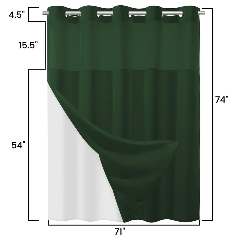 SORTTO No Hook Slub Textured Shower Curtain with Snap in