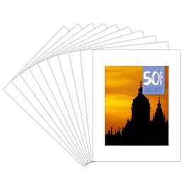 Golden State Art, Pack of 50 11x14 White Picture Mats Mattes with White Core Bevel Cut for 8x10 Photo
