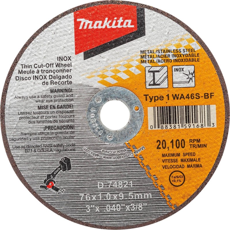 Makita D-74821-5 3" Stainless Steel Cut Off Wheel for Metal