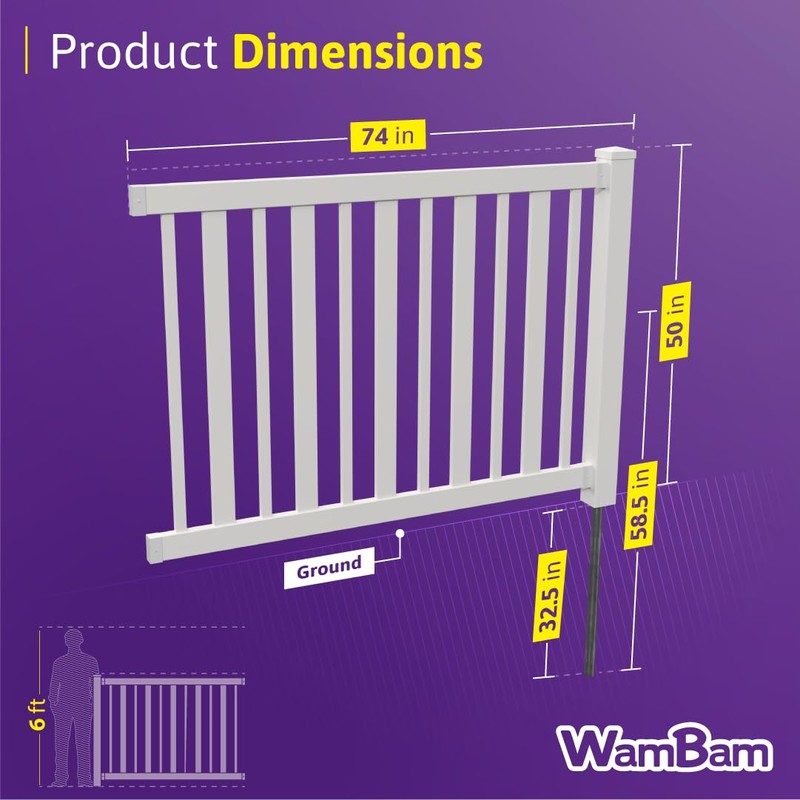 4ft H x 6ft W (1 Panel + 1 Post)