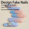 Blue Flower 3D Butterfly Press on Nails Fake Nails Long