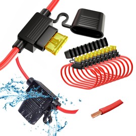 16 AWG Gauge Inline Fuse Holder with 5A Amp ATC ATO Blade Fuse Waterproof, 10 Pack - Wave One Marine Auto RV Boat