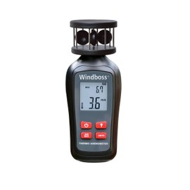 Windboss® 2 x Wind Gauge with Thermometer for Surfing, Sailing, Kiting and All Other Wind Activities With Tripod Thread and Protective Bag