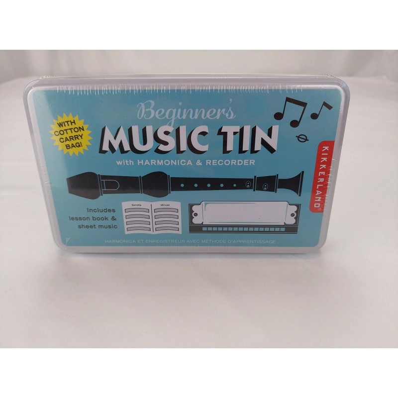 Kikkerland Beginner's Music Tin Kikkerland Harmonica & Recorder & Music