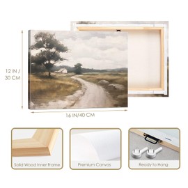 JUZAI Canvas Landscape Wall Decor, Classical Rural Farmhouse Room Decor, Vintage Nature Oil Painting Wall Art Prints Decor for Bathroom, Bedroom, Living Room, 12x16in/30x40cm