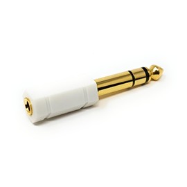 MainCore White 6.35mm Stereo Jack Plug to 3.5mm Stereo Jack Socket Aux Headphone Adapter Converter Extension/Extender/Pro Music Studio & Home Audio Adaptor/Gold Contacts