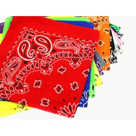 Olive-G Large Paisley Pattern Bandana, Triangle Fabric, Set of 12, Handkerchief, Scarf, 100% Cotton, 21.7 x 21.7 inches (55 x 55 cm)