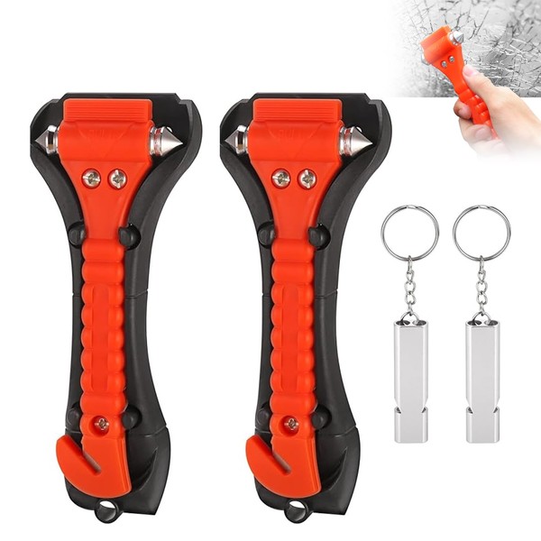 Hsyadazi 2 Stück Auto Notfallhammer Set - Sicherheitshammer mit Fensterbrecher