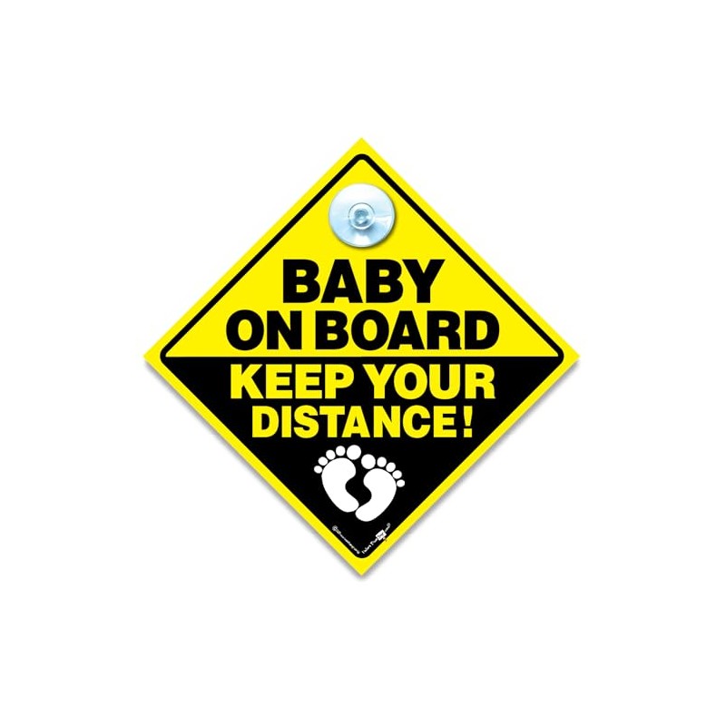 Baby on Board Yellow and Black Keep Your Distance Warning