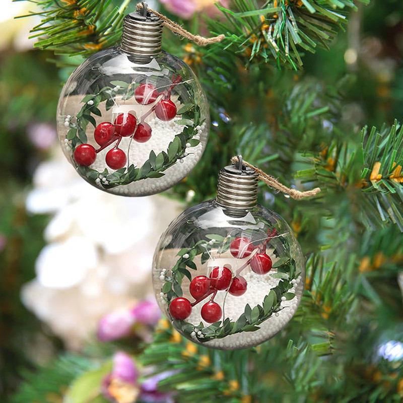 6Pcs Shining Christmas Balls with LED Light Pendants Refillable Ball