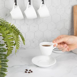 ANGELENO Coffee Espresso Cups Set of 4, 2.7oz Porcelain Ceramic Demitasse Cups, White (4-Pack)