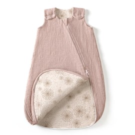 lulumoon Saco de Dormir Bebe para 15-24 Meses: Saquitos para Dormir Bebe 0,7 TOG Muselina Algodón, Cremallera Doble, Apto para Niños y Niñas, para Todo el Año (Rosa Pálido, L)