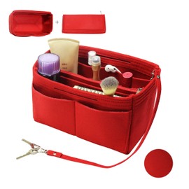 MISIXILE Purse Handbag Organizer Insert, Felt Bag Organizer with Handles and Keychain for Neverfull,Speedy,Longchamp&Tote Bags-red,XL