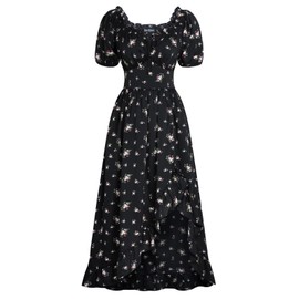 Scarlet Darkness Summer Sundress Flowy Corset Dress Off Shoulder Cottagecore Milkmaid Dress Pink Flower L