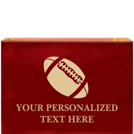 Crown Awards Football Rosewood Humidor Gift, Customize with Your Own Text Engraving