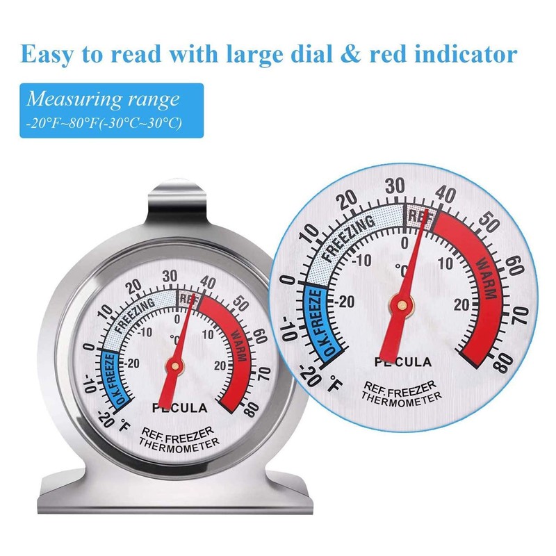 LSW.Giriccn 2 Pack Refrigerator Thermometer, -30~30°C/-20~80°F, Classic Fridge Analog Thermometer