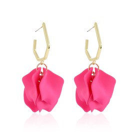 Anmpab Boho Long Acrylic Rose Petal Drop Dangle Earrings Bohemian Resin Multicolored Flower Statement Floral Tassel Earrings Layered Floral Petal Earrings for Women Bridal Prom Gifts (Rose Red)