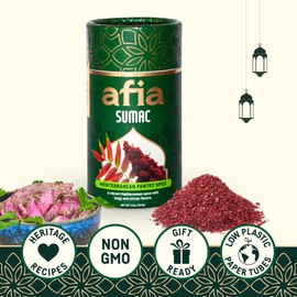 Afia - Ground Sumac Spice | Sumac Powder Pantry Spice for Middle Eastern Dishes, Meals and Cuisine | Premium Middle Eastern Spices (2.5oz)