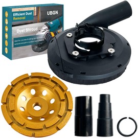 Dust Shroud for Angle Grinder 4.5" and 5" + Diamond Grinding Cup Wheel 4.5" with 5/8"-11 Threads, Dust Extraction Surface Grinding Shroud Set