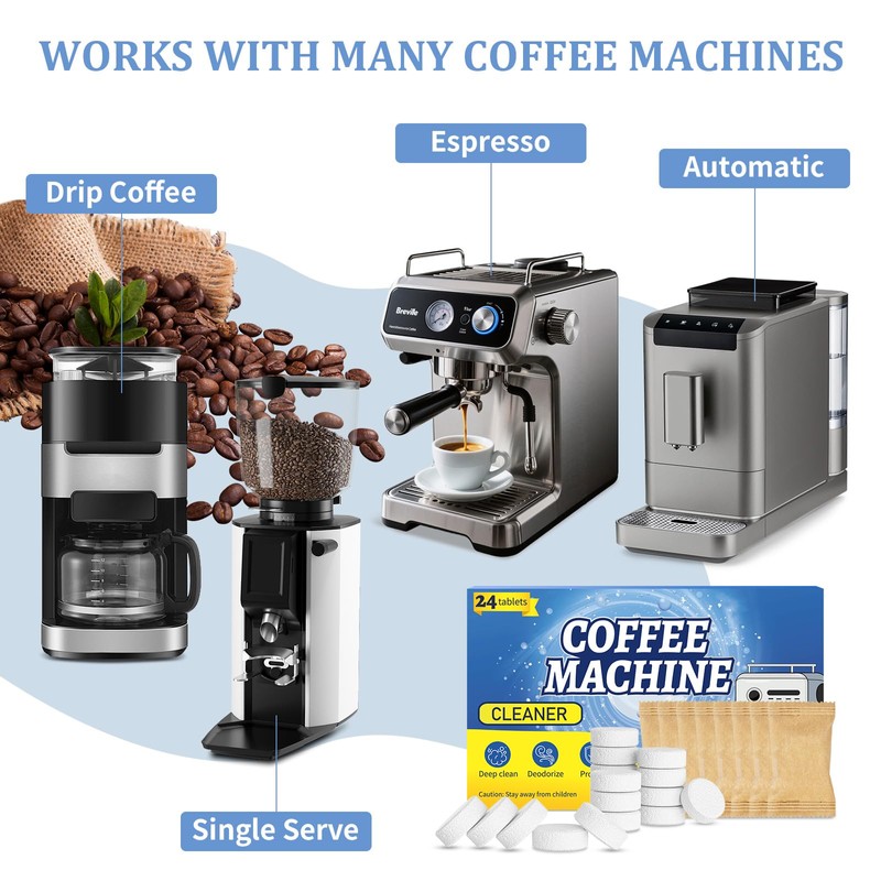 Pakimi Coffee Maker Cleaner Descaler Tablets, 24 Counts Machine Cleaning