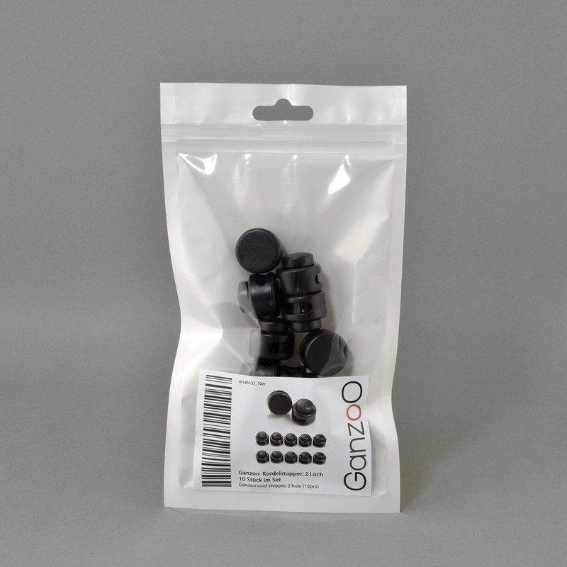 Ganzoo Set of 10 Cord Locks/Cord Clips with Wide Press