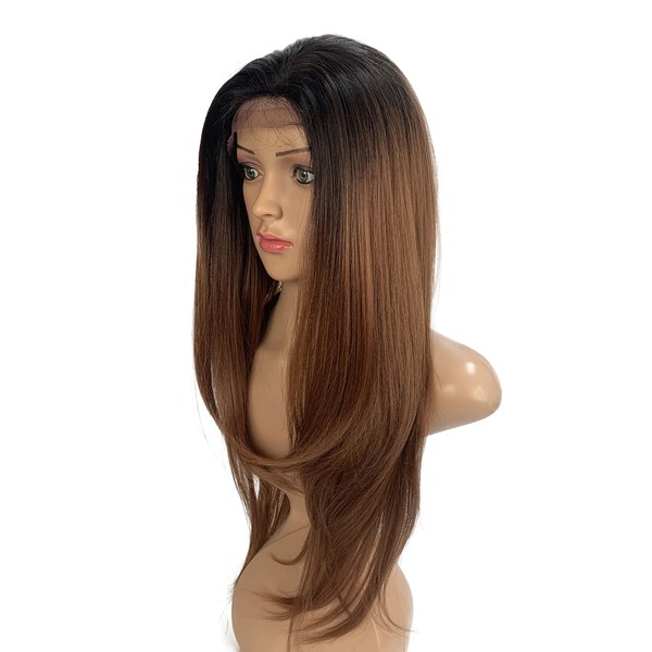 SLEEK Synthetic Lace font Wig 28 Inches nature straight Wigs KOURTNEY Long Synthetic Lace Wig with 16” front layers Heat Resistant Fiber 220g